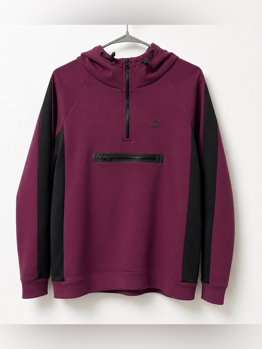 Puma Women’s Half Zip Hoodie Sweatshirt Burgundy Black Colorblock Size M